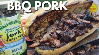 Weber kettle smoked  Jerk Pork Recipe with Walkerswood Jamaican Jerk Seasoning [upl. by Kumagai]