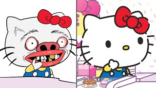 Hello Kitty and Friends  Kuromis Bad Day Drawing Meme  Kuromi My Melody Hello Kitty Super Cute [upl. by Mota]