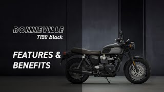 New Bonneville T120 Black Features and Benefits [upl. by Ellecrad92]