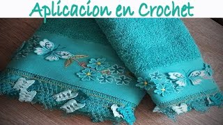 Toalla con aplicacion tejida a crochet [upl. by Gina]