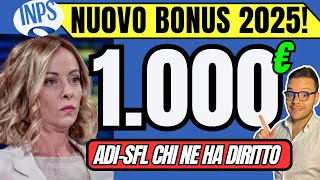 BONUS 1000€🔴ADI SFL🔥A Chi Spetta Come fare Domanda👉Social Card 2025 💶 [upl. by Naziaf]