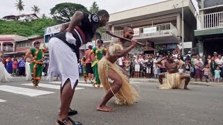 Fijian Police Dance in the Streets [upl. by Sixele724]