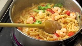 Shrimp Pasta Broccoli Tomato In Wine amp CreamMOV [upl. by Annasor836]