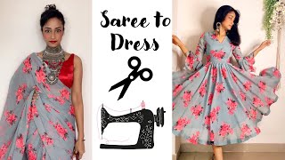 Making a Dress from Saree  Easy stitching  Neelam Sehtya [upl. by Nirrat318]