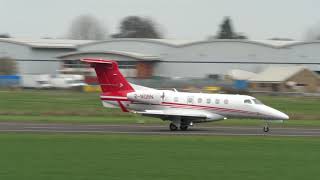 Embraer Phenom 300 landing Wellesbourne Mountford Airfield [upl. by Schafer]