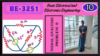 Nodal Analysis Problem No9BEEEBE3251 Basic Electrical and Electronics Engineering Unit 1 [upl. by Colbert]