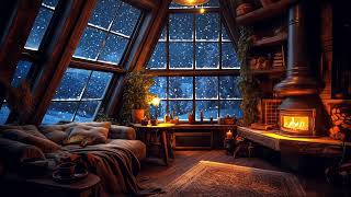 Wind and Crackling Fireplace in a Cozy Winter Hut  Cozy Ambience for Sleep Relax Study [upl. by Nawud28]