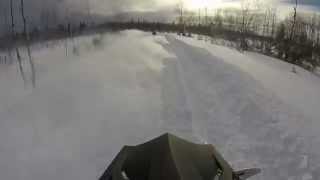 Snowmobiling down Highway 58 Munising Michigan [upl. by Iliak]