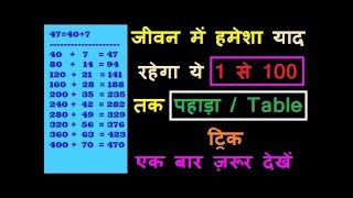 Table sikhne ke aasan tarike  1 से 100 तक पहाड़ा ट्रिक । Learn table easily  table trick  pahada [upl. by Elleval598]