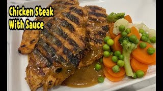 Chicken Steak With Sauce Recipe  Easy Chicken Steak Recipe By Yasmin COOKING [upl. by Mas]