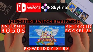 Switch Emulation Skyline Retroid Pocket 3  Anbernic RG505  Powkiddy X18S  Guide and Showcase [upl. by Ariamat479]