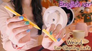 ASMREnglish ver Weird Ear Cleaning CafeSoft Spoken  EarringCablePen so on  진성목소리 이상한 귀청소카페 [upl. by Elane]