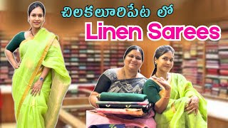 మంచి మంచి LINEN SAREES తక్కువ BUDGET లోswapnavaitla youtube foryou saree [upl. by Meelas]