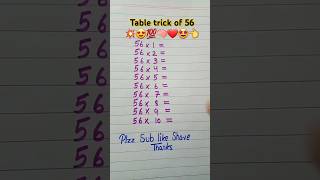 Multiplication table trick of 56🤩💥💯🧠❤ maths multiplication table mathstricks shorts foryou [upl. by Assehc609]