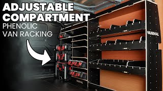 Ford Transit Custom Black Phenolic Adjustable Ply Van Racking with Toolbox Shelving  UK [upl. by Ramses]