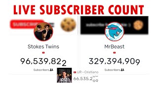 Stokes Twins vs MrBeast vs Ronaldo vs TSeries 🚀📊 Live Sub Count Battle shorts [upl. by Aubree326]