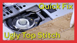 Quick Fix  How to Fix An Ugly Top Stitch Lower Tension [upl. by Ayirp861]