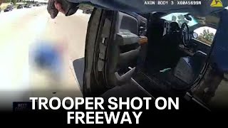 Colorado trooper shot on freeway caught on dash cam  West Coast Wrap [upl. by Auqined]