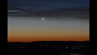 Hajnali holdsarló Waning crescent moon at dawn Fonyód 01102024 [upl. by Dygall]