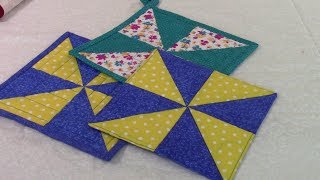 Pinwheel Pot Holder  The Sewing Room Channel [upl. by Gnot]