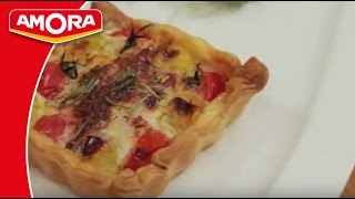 Recette de Tarte au Crottin de chèvre et Tomates cerises  Amora [upl. by Romeu]