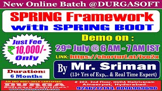 SPRING Framework with SPRING BOOT Online Training  DURGASOFT [upl. by Alita847]