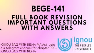 BEGE  141  Understanding prose I Full book revision I Important questions with answer I ignou [upl. by Allevon180]