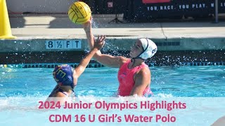 2024 Junior Olympics Highlights  CDM 16 U Girls Water Polo [upl. by Assirek]