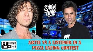 Artie TV Show Artie vs a listener in a pizza eating contest [upl. by Elahcim568]