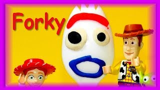 Toy Story 4 Forky How to Make Forky with a Plastic Spoon and Play Doh [upl. by Eyeleen962]