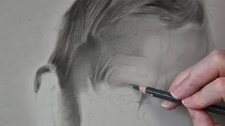 Drawing a hyperrealistic portrait in charcoal TimeLapse video [upl. by Ujawernalo787]