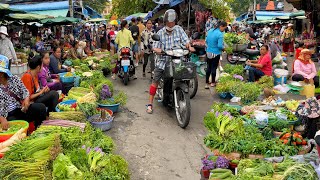 Cambodia’s Vihear Sour Market Fresh Ingredients and Delicacies Street Food for Factory Workers [upl. by Mitchael]