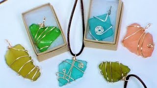 DIY wire wrapped sea glass pendants [upl. by Einnep]