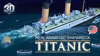 AMAZING ANIMATION OF THE REAL SINKING OF THE TITANICTitanic historia e naufragio em ingles b [upl. by Enilraep]