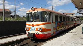 Lingualossa Sicily Italy Ferrovia Circumetnea train leave the station 2013  Rail Spots 9 [upl. by Peursem]