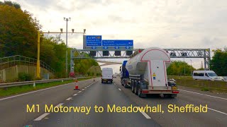 Leisurely Drive From Barnsley To Meadowhall Sheffield via M1 in 4K [upl. by Annasiul]