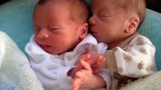 Twins Baby Boys wwwTuckerTwinscom 2  Tucker Twins Cuddly Newborn Moments and First Smiles [upl. by Acirej]