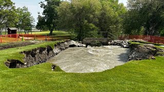 Huge sinkhole forms at American Fork golf course after culvert collapse [upl. by Symon]