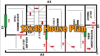 12x45 घर का प्लान 12x45 House plan [upl. by Aniluap]