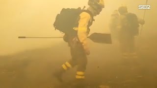 Los bomberos forestales se encuentran con gestos solidarios de los vecinos en su lucha contra el [upl. by Asirralc267]