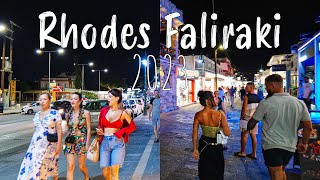 Faliraki Rhodes Rhodos nightlife walking tour 4k Rodos Greece 2023 [upl. by Vedette]