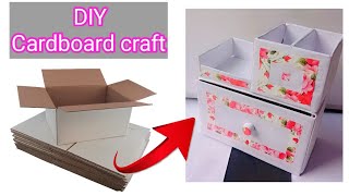 DIY Cardboard Desk Organizer idea  😱Cardboard Craft [upl. by Cl]