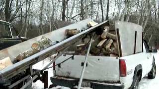 Diy fire wood converyor in action [upl. by Adnohsed]