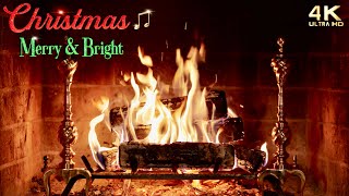 Christmas Fireplace w Merry and Bright Instrumental Christmas Music  Christmas Fireplace Ambience [upl. by Gilford]