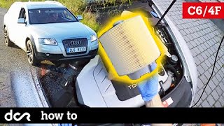 Audi A6 C64F  30 TDI  How to replace Engine Air Filter 20042011 [upl. by Pulling]