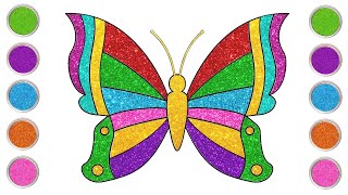 VAMOS DESENHAR E PINTAR A BORBOLETA COLORIDA COM GLITTER⭐  Aprenda a Desenhar  Para Crianças [upl. by Yentrac]