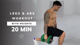 20 min LEGS AND ABS WORKOUT  With Dumbbells  Lower Body  Core  No Repeats [upl. by Deena]