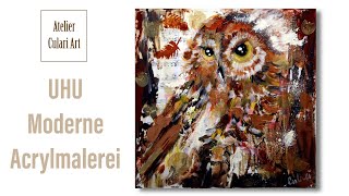 Wie malen wir die Vogel Uhu mit Acrylfarben [upl. by Anilah]