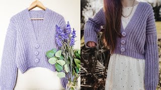 Crochet Knit Look Cardigan With Statement Buttons [upl. by Stenger]