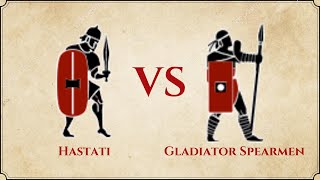 ROME II Total War  Hastati VS Gladiator Spearmen [upl. by Gemperle]